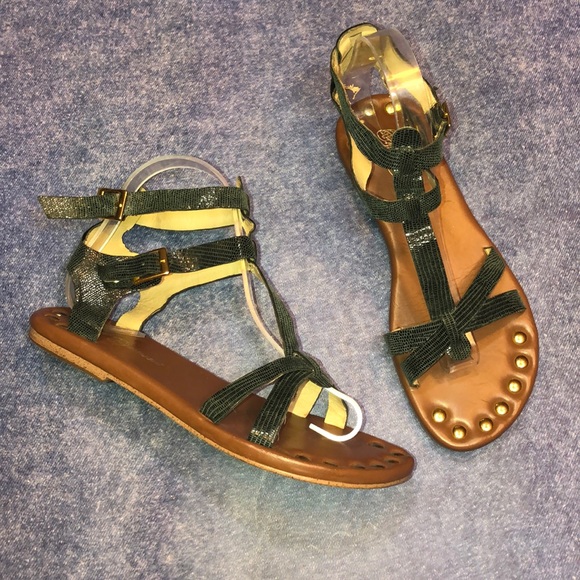 MATT BERNSON~KM Emboss Leather Gladiator Sandal~8 - Picture 1 of 8